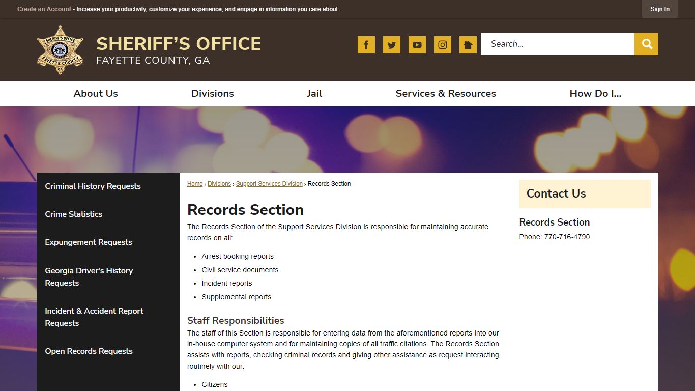 Records Section | Fayette County Sheriff, GA