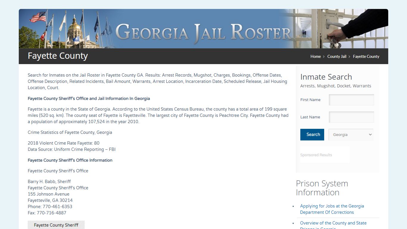 Fayette County | Georgia Jail Inmate Search